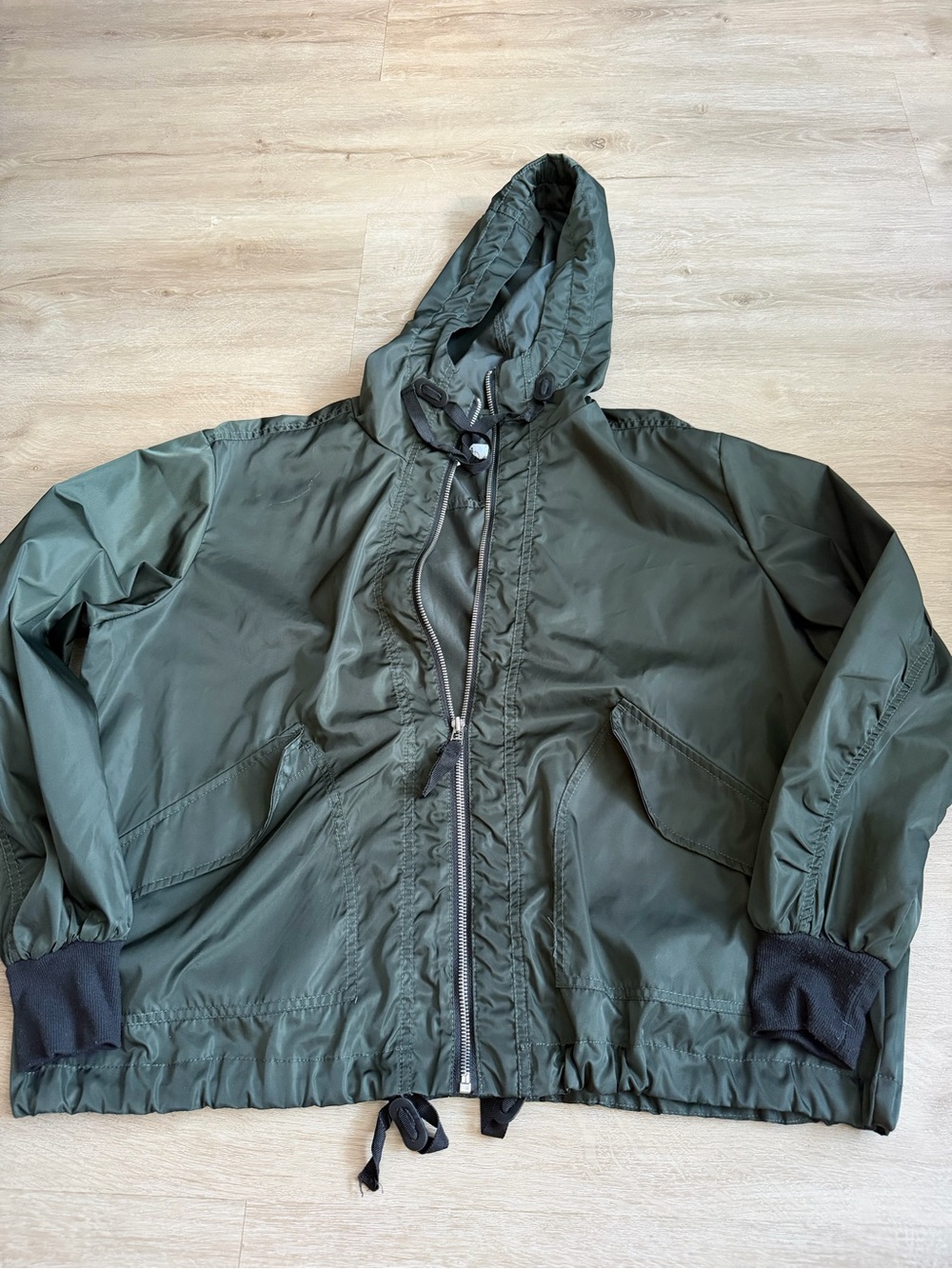 BB Dakota Steve Madden Green Hooded Lightweight Jacket SZ M - Picture 2 of 7